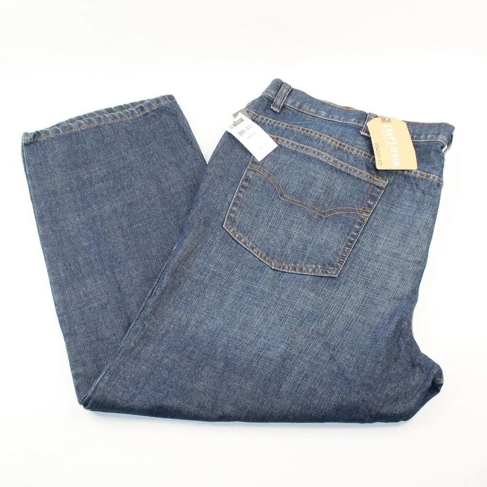 CHAPS Ralph Lauren Men's 50 X 30 Straight Fit Blue Jeans Denim Medium Wash - Picture 2 of 16